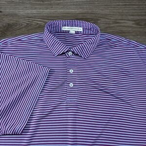 Holderness & Bourne Men's Polo Golf The Maxwell Size 2XL Blue Stripe Sleeve Logo